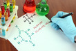 Hand scientist writing formulas