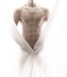 front of a partly nude male body