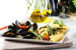 Photo: Pasta with mussels and asparagus Pasta with mussels and asparagus