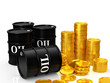 Illustration: oil barrel and money oil barrel and money