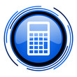 calculator circle blue glossy icon