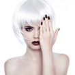 Vogue Style Woman. Fashion Beauty Woman Portrait with White Shor