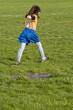 An image of a young soccer player stomping away discouraged