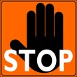 canvas print picture - CARTELLO MANO STOP SU ARANCIONE