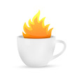 coffee mug on fire concept illustration
