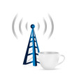 internet tower coffee mug concept illustration