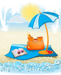 summer holiday background with palm,umbrella