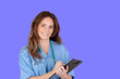 Attractive doctor girl with a clipboard