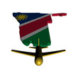 Plane taking off from Namibia map flag illustration