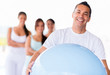 Man with a Pilates ball