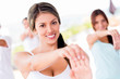 Fit woman stretching