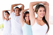 Yoga people stretching