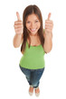 Photo: Young woman giving double thumbs up Young woman giving double thumbs up
