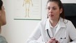 Smiling doctor talking to her female patient at office