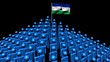 pyramid of men with rippling Lesotho flag animation