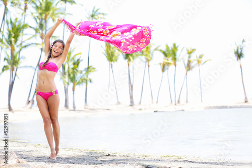Photo: Free bikini vacation woman on paradise beach Free bikini vacation woman on paradise beach