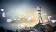 Business woman with telescope