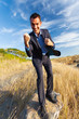 cheerful businessman outdoors