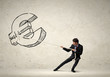 Businessman pulling rope