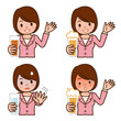 アルコールを飲酒する女性の表情セット