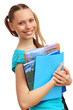 Happy student with books