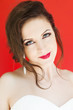 portrait of young bride with selective focus