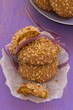 Homemade cookies with cream and nuts.