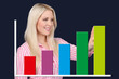 Businessfrau zeigt auf Erfolgsgrafik