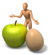 Apfel und Ei Figur auf weiss
