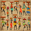 African woman on grunge background