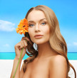 lovely woman with gerbera flower