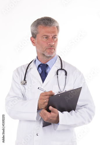 Photo: Arzt Mediziner mit Stethoskop und Klemmbrett Arzt Mediziner mit Stethoskop und Klemmbrett