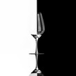 glass of wine on the black and white contrast background