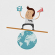 Business man handing Graph over and home on earth , eps10 vector
