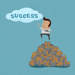 Business man jumping over the Failure go to success , symbolizin