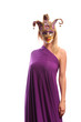 woman in violet carnival mask