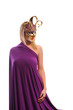 woman in violet carnival mask