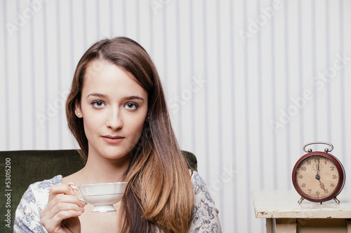 Photo: Portrait of a cute young lady. Vintage style.. Portrait of a cute young lady. Vintage style..