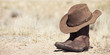 Photo: brown cowboy hat and boots outdoor brown cowboy hat and boots outdoor