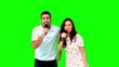 Friends dancing and singing on green screen