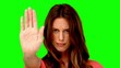 Woman showing the stop sign with her hand