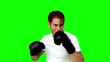 Sportsman boxing in front of the camera
