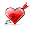 Vector: Illustration of a glossy vector heart with an arrow Illustration of a glossy vector heart with an arrow