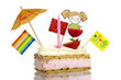 Pastry treat with sweet glaze and whipped cream topping and crea