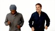 Video: Two men running on white background Two men running on white background