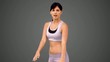 Fit brunette making martial arts pose