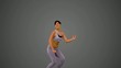 Attractive happy brunette jumping and posing