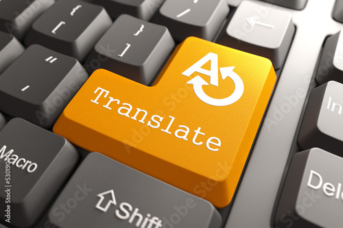 Illustration: Keyboard with Translate Button. Keyboard with Translate Button.