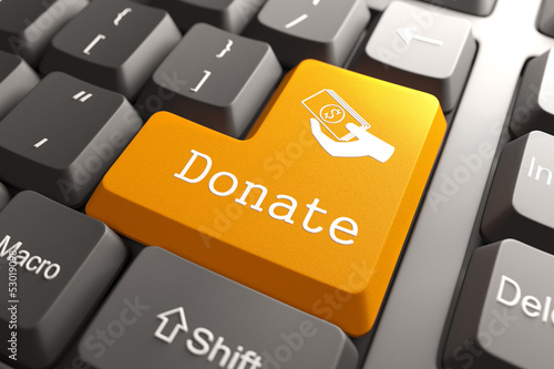 Illustration: Keyboard with Donate Button. Keyboard with Donate Button.