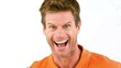 Man being surprised on white background